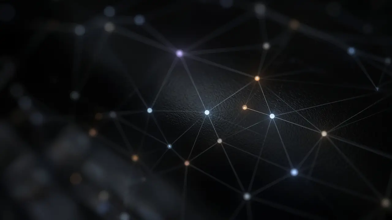 A close view of soft dots and lines on a dark screen. Nothing is readable.