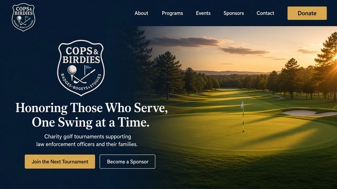 COPS & BIRDIES FOUNDATION website on a screen.