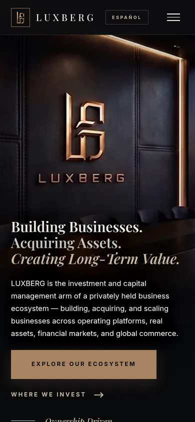 LUXBERG homepage on a phone.