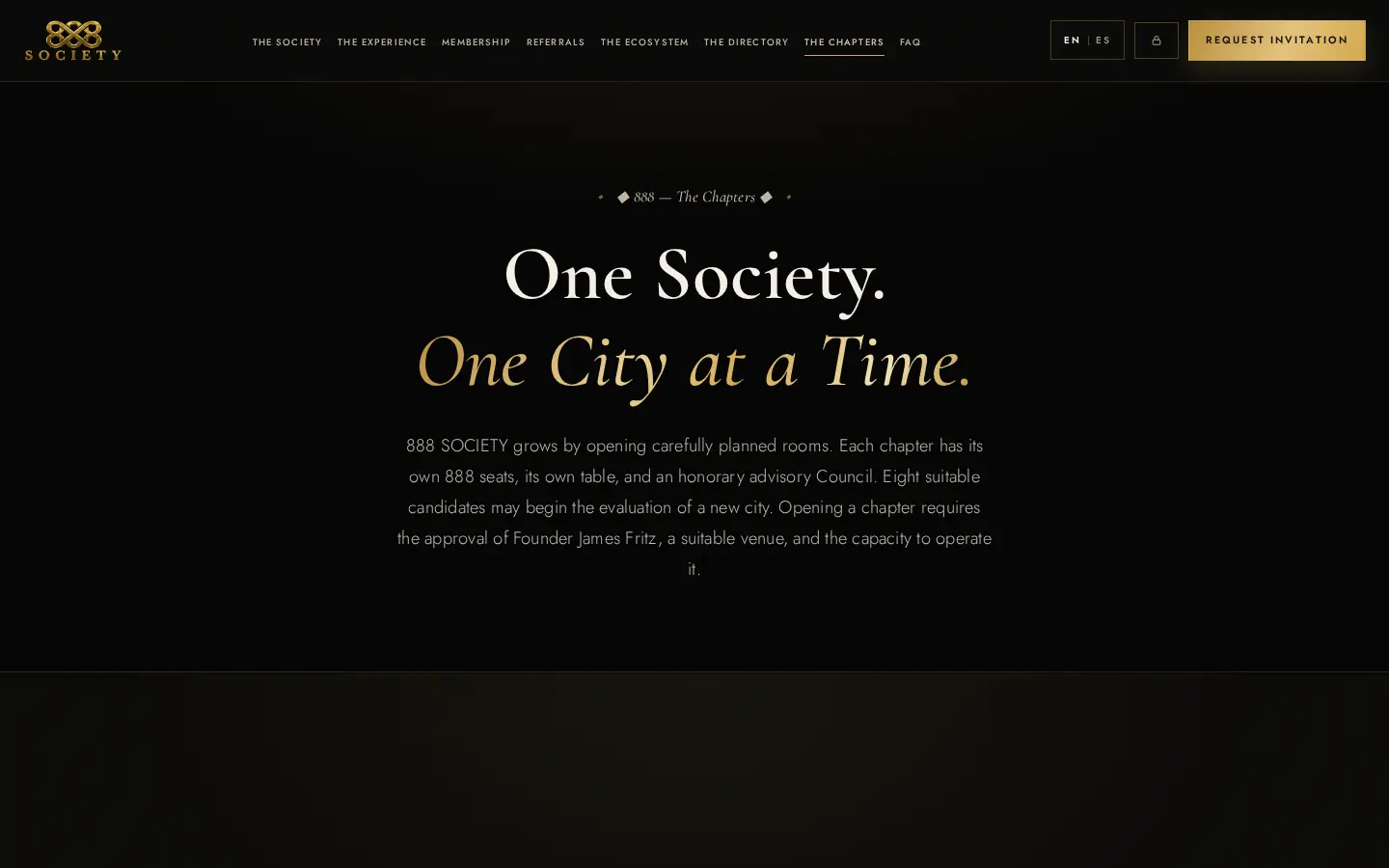 Sección de capítulos de 888 SOCIETY.